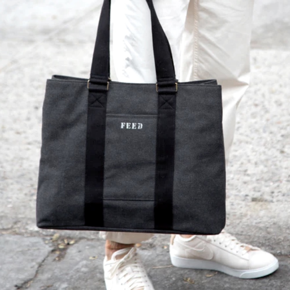 NWOT: FEED work bag tote—black canvas